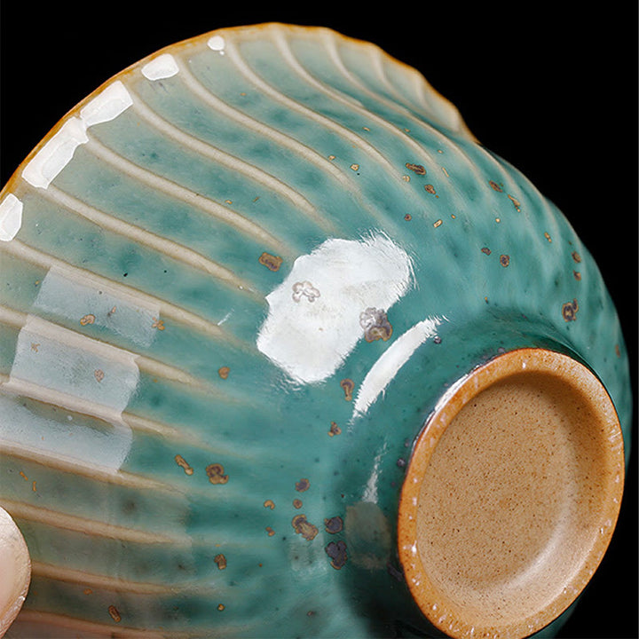 Buddha Stones Retro Glaze Kiln Change Ceramica Gaiwan Sancai Tazza da tè Kung Fu Tazza da tè e piattino con coperchio - image 14