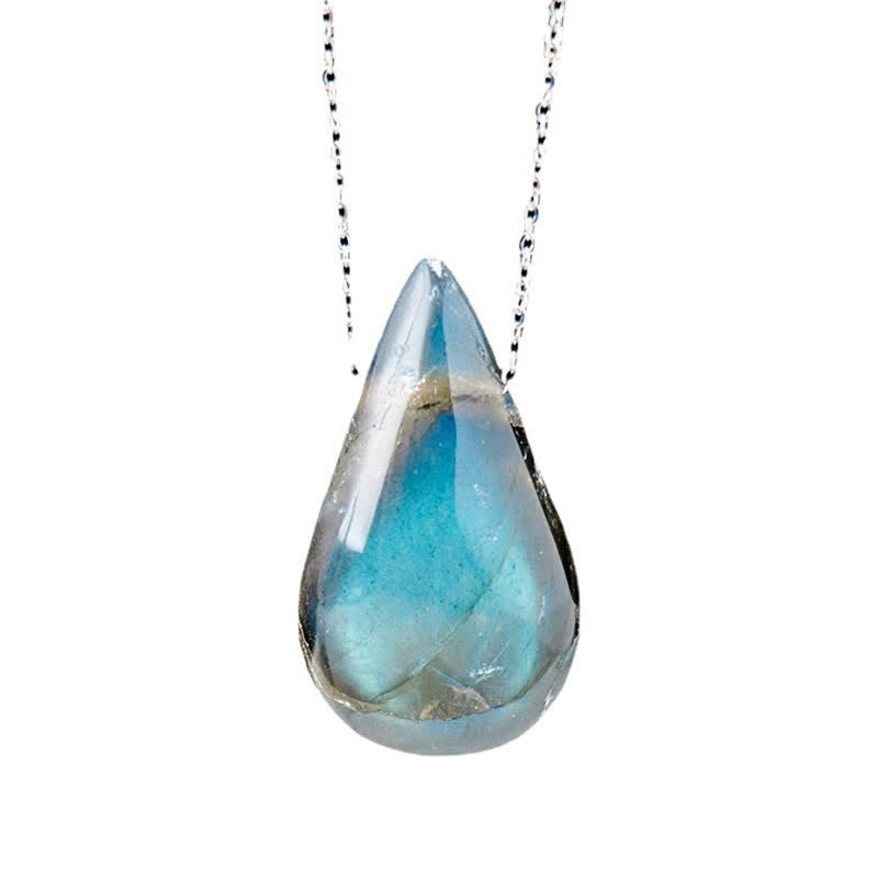 Collana con ciondolo di supporto e guarigione con goccia d'acqua in labradorite Buddha Stones - image 9