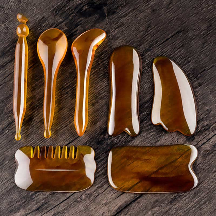 Set di pettini per massaggio completo del corpo e del viso Gua Sha in resina