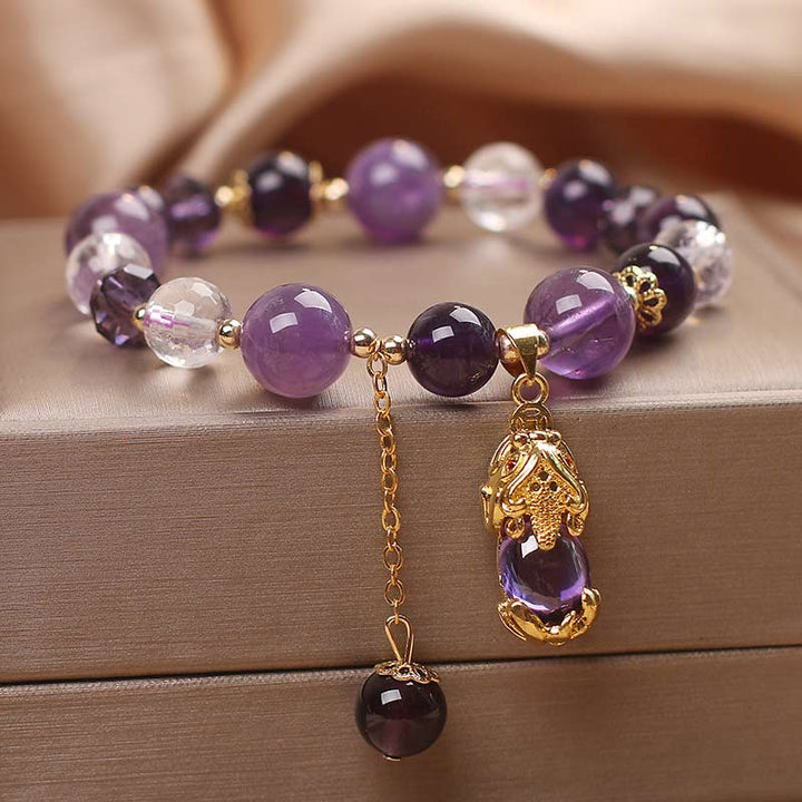 Braccialetto curativo PiXiu in ametista naturale Buddha Stones