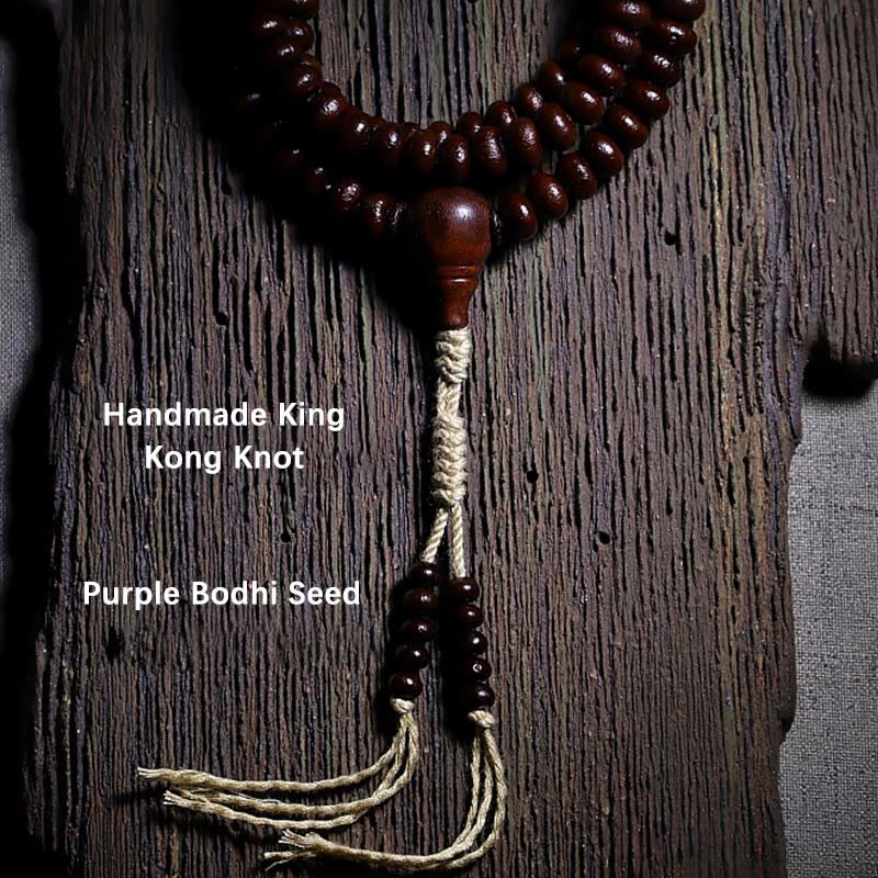 Buddha Stones Tibet naturale 108 Mala Beads Viola Bodhi Seed Three-eyed Dzi Bead Rame Dorje Harmony Bracciale