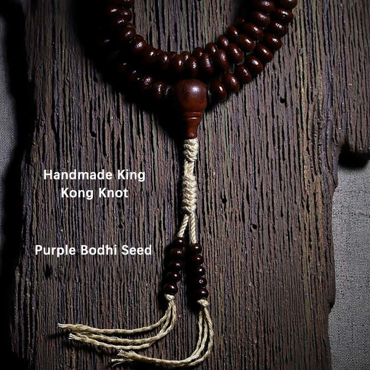 Buddha Stones Tibet naturale 108 Mala Beads Viola Bodhi Seed Three-eyed Dzi Bead Rame Dorje Harmony Bracciale