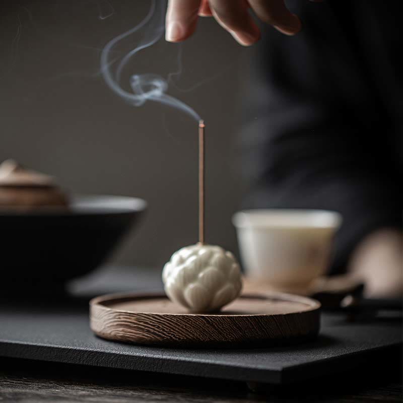 Buddha Stones Mini Fiore di Loto Meditazione Bastoncino di Ceramica Piccolo Bruciatore di Incenso Decorazione