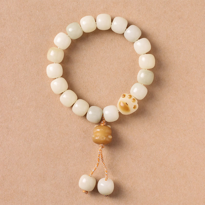Braccialetto della pace con zampa di gatto, seme di Bodhi, pietre di Buddha Stones e gatto fortunato - Bodhi Seed Gatto Giallo - image 9