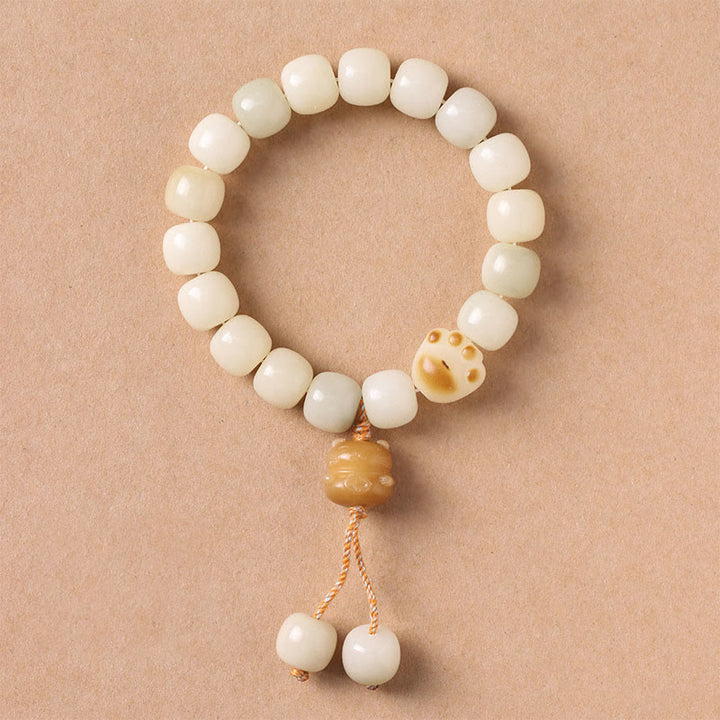 Braccialetto della pace con zampa di gatto, seme di Bodhi, pietre di Buddha Stones e gatto fortunato - Bodhi Seed Gatto Giallo - image 9