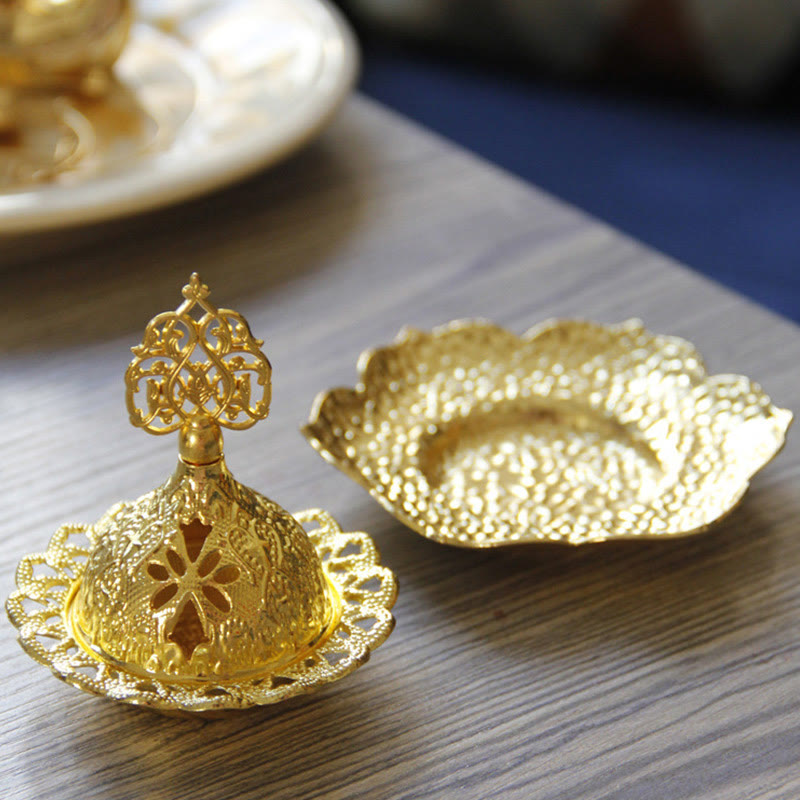 Sottobicchiere in foglia d'oro spirituale Mini lega di metallo bruciatore di incenso