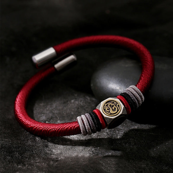 Bracciale Buddha Stones in argento sterling 925 con nodo perfetto e nodo King Kong, fede e forza