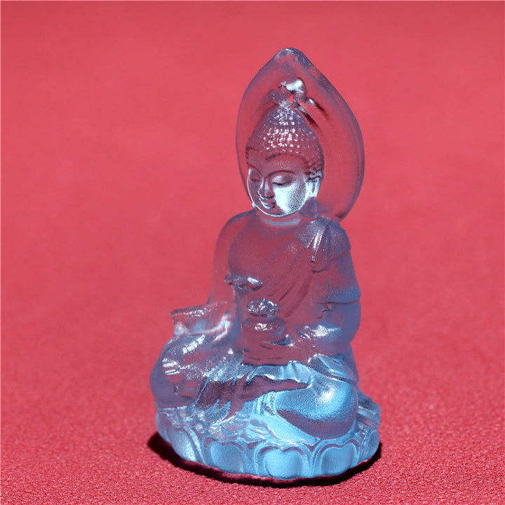 Buddha Stones Buddha Tathagata blu Buddha della medicina Liuli cristallo amuleto della serenità collana pendente - image 9