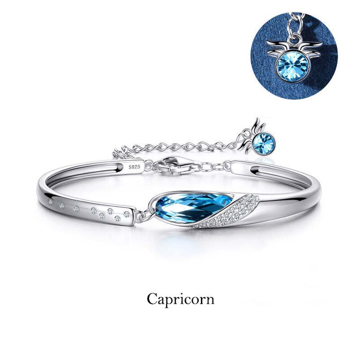 Bracciale con ciondolo Buddha Stones in rame placcato argento 925 con 12 costellazioni dello zodiaco