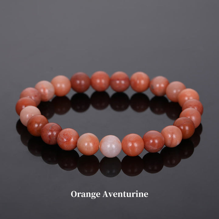 Braccialetto di perle curative in quarzo naturale Buddha Stones - 8 millimetri - Aventurina arancione - image 48