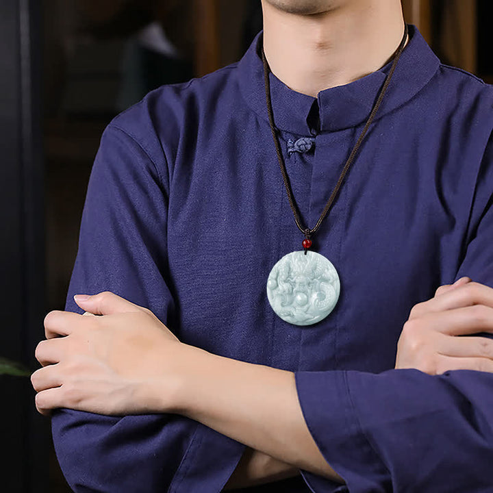 ❗❗❗Un'offerta lampo - Collana con amuleto di successo in giada con drago dello zodiaco cinese, Buddha Stones