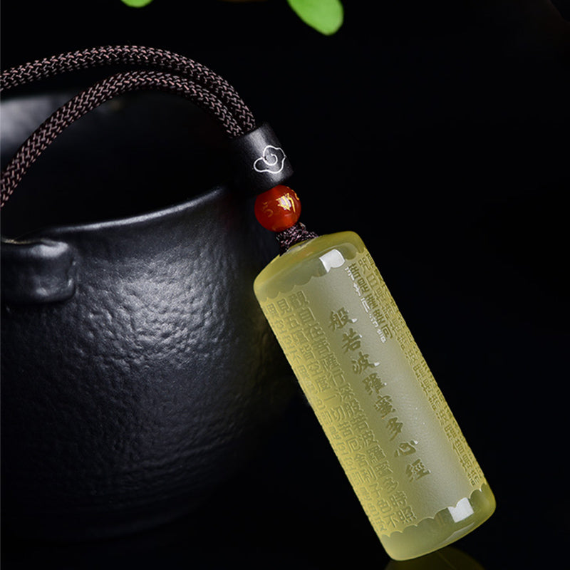 Collana con ciondolo "Sutra del cuore" in citrino, felicità e forza