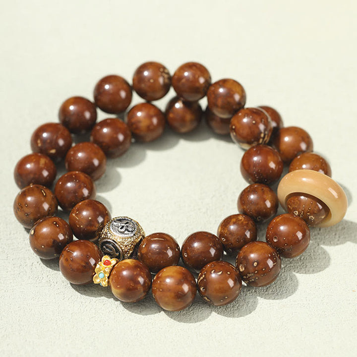 Braccialetto doppio giro Buddha Stones Tibetano Naturale Viola Oro Ratto Bodhi Seed Ricchezza