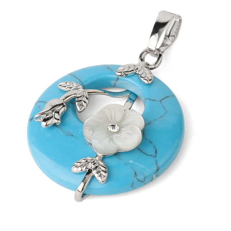 Buddha Stones Vari cristalli Ametista Avventurina verde Fiore Collana pendente curativa - Turchese blu - image 37