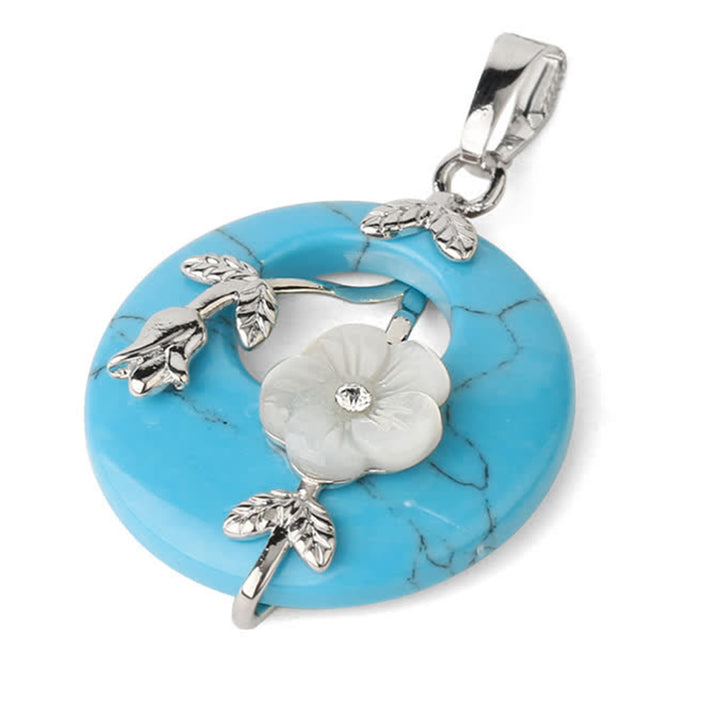 Buddha Stones Vari cristalli Ametista Avventurina verde Fiore Collana pendente curativa - Turchese blu - image 37
