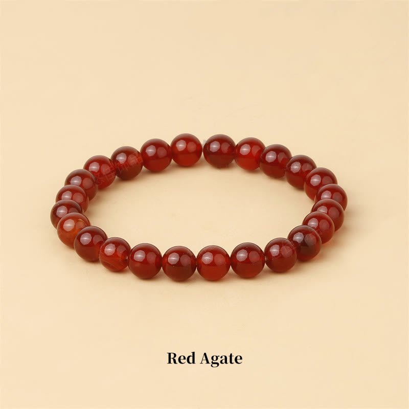 Braccialetto di perle curative in quarzo naturale Buddha Stones - 8 millimetri - Agata rossa - image 51