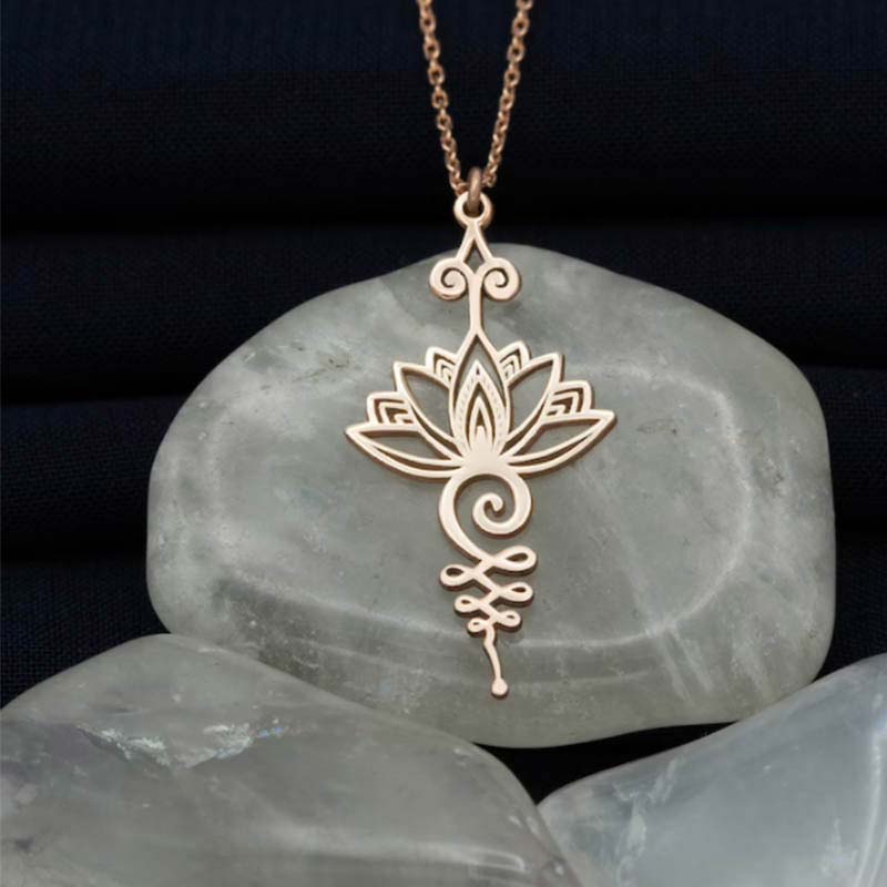 Buddha Stones Collana con ciondolo "Lotus Luck Wealth" - Peachpuff - image 3