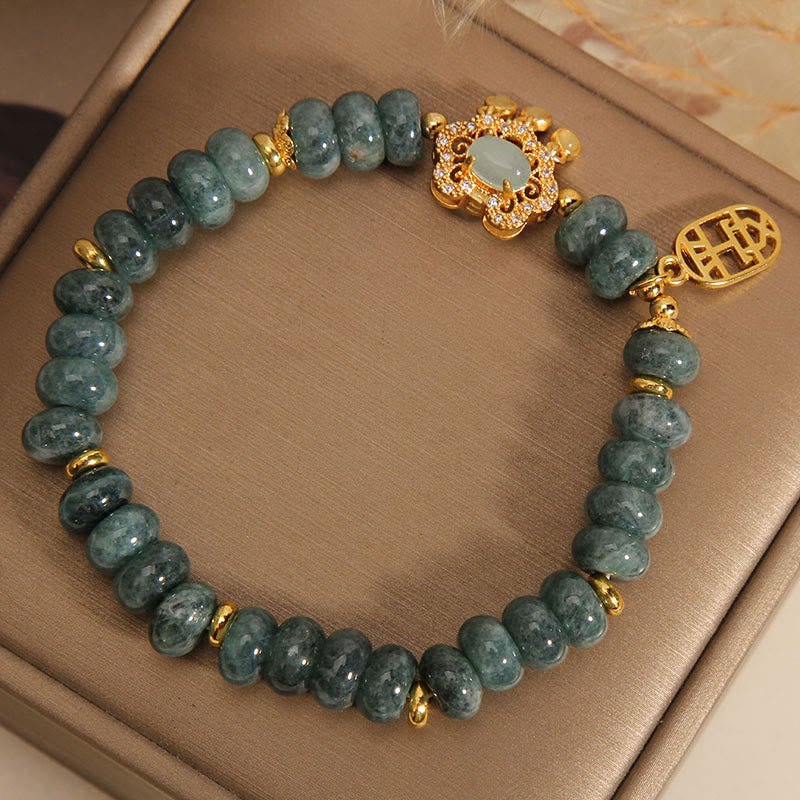 Braccialetto con ciondolo cinese in giada naturale con Buddha Stones, pace, fortuna e abbondanza
