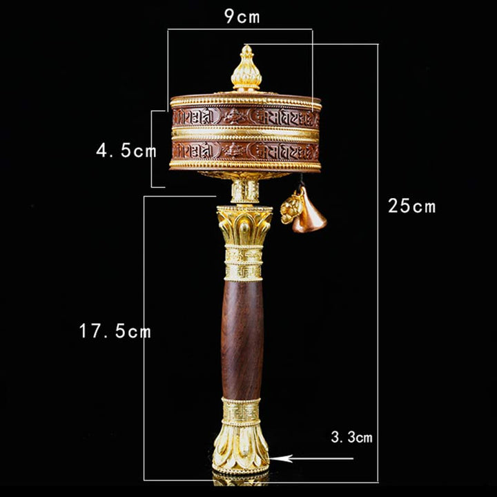 Ruota di preghiera tibetana Sei parole vere Decorazione in rame con bilanciamento - image 13
