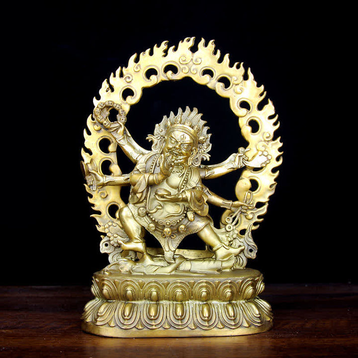 Tibet Mahakala Bodhisattva Figurina Compassione Statua in Rame Decorazione