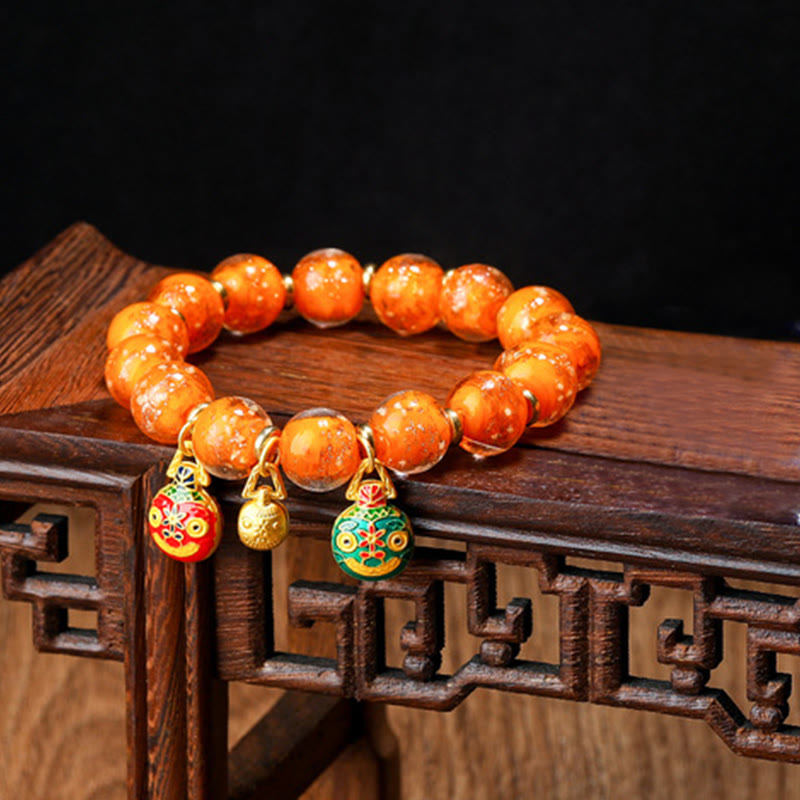 Braccialetto di successo con perline di vetro fluorescente luminoso Liuli, ciondolo famiglia bestia che deglutisce Buddha Stones