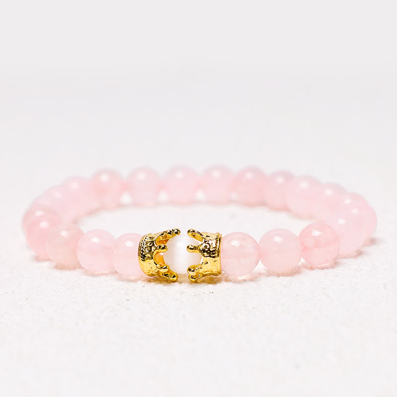 Buddha Stones Pietra naturale Corona del re e della regina Perline di energia curativa Bracciale di coppia