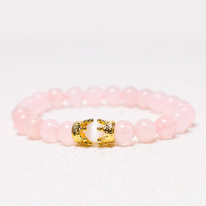 Buddha Stones Pietra naturale Corona del re e della regina Perline di energia curativa Bracciale di coppia