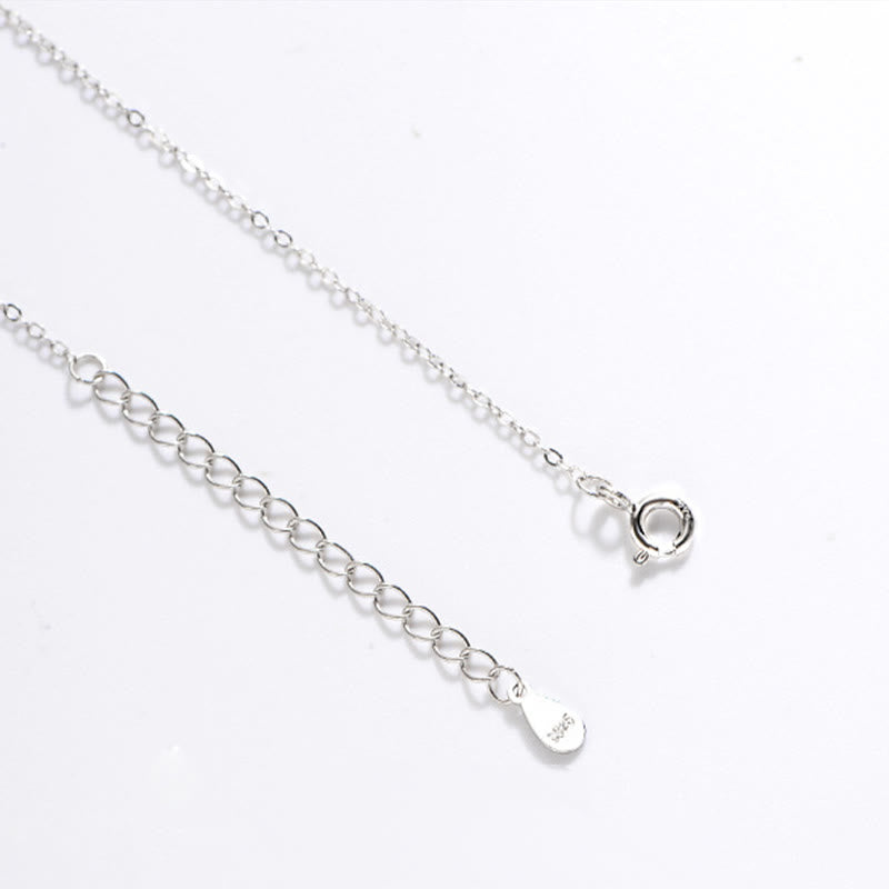 Buddha Stones 925 Sterling Silver Agata Bianca Fu Carattere Felicità Fortuna Collana Pendente - image 5