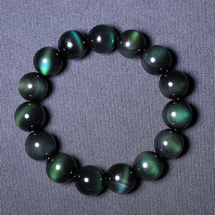 Braccialetto della ricchezza in ossidiana verde naturale Buddha Stones