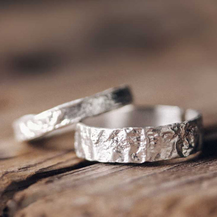 Anello di coppia di benedizione con design semplice in argento sterling 925 Buddha Stones
