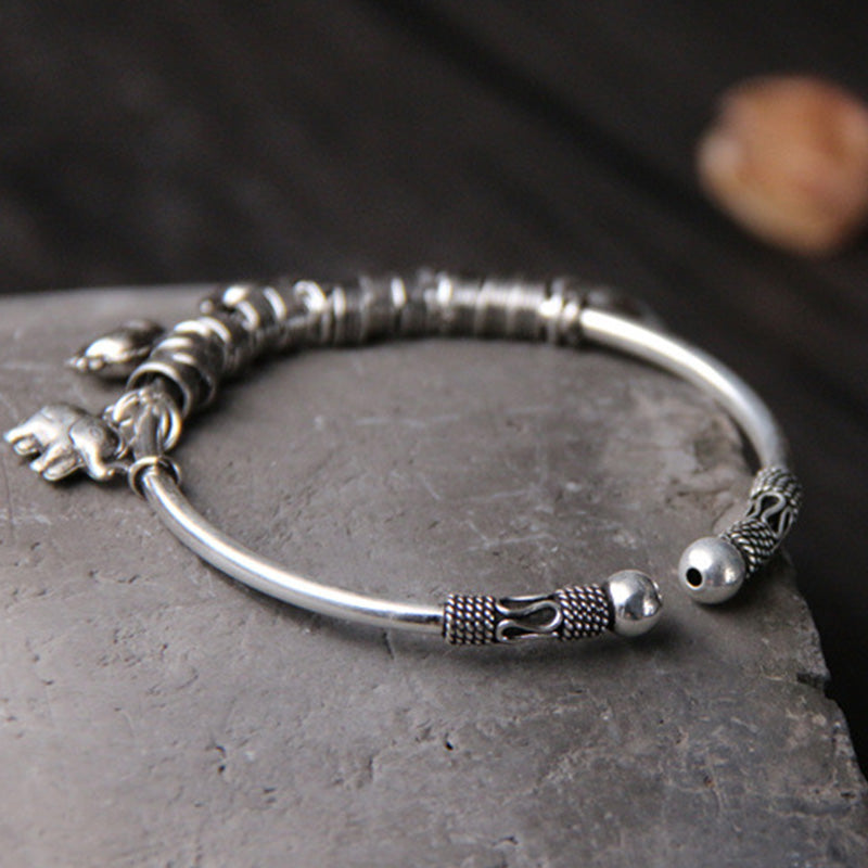 Bracciale Buddha Stones 925 Sterling Silver Elephant Strength Braccialetto