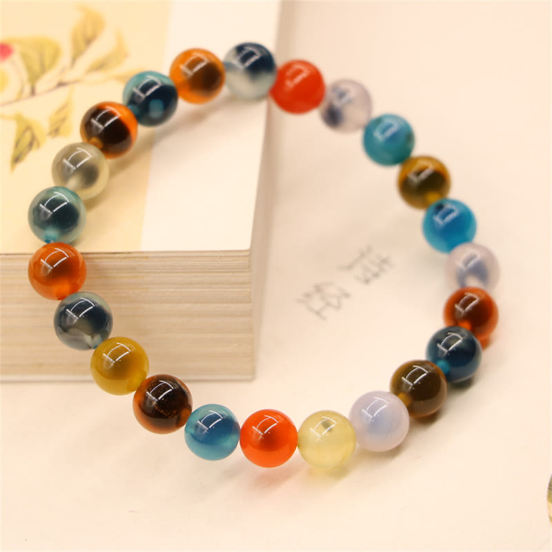 Braccialetto di perline di forza curativa in agata di caramelle colorate