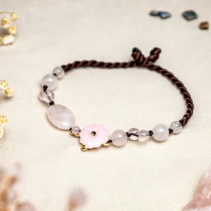 Il fiore dell'amore, cavigliera rilassante in cristallo rosa