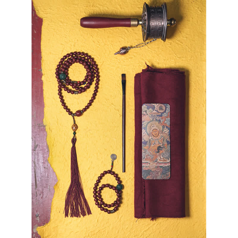 Braccialetto Bodhi Seed Cyan Jade Copper Peace Luck
