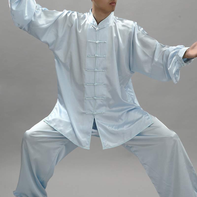 Buddha Stones Modello semplice Meditazione Preghiera Spirituale Zen Tai Chi Qigong Pratica Set di abbigliamento unisex - Azzurro chiaro - 3XL- ADATTO PER USA/UK/AU/UE - 2XL - image 13