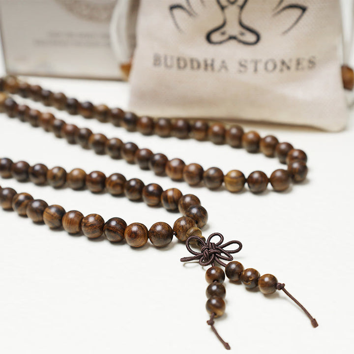 Buddha Stones 108 Mala Beads Bracciale Preghiera Meditazione Sandalo Elastico - image 5
