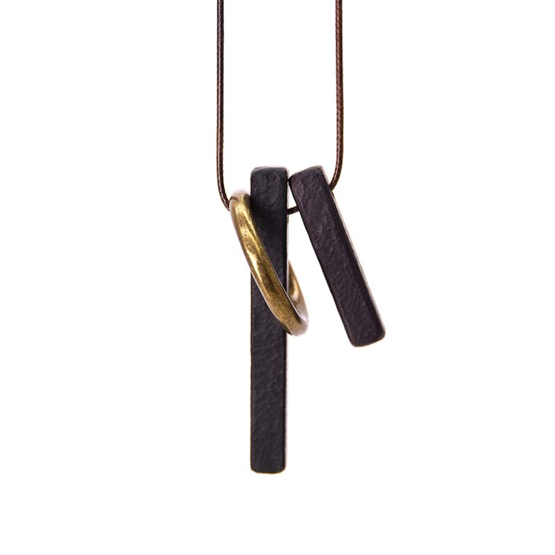 Collana con ciondolo in legno di ebano e cerchio zen Buddha Stones , illuminazione