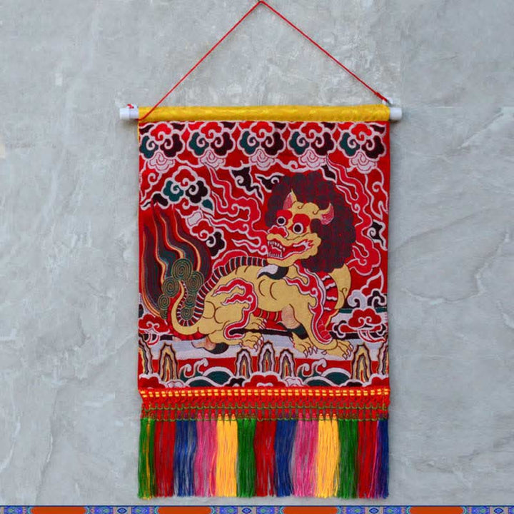 Arte murale con nappa colorata spirituale Kirin Feng Shui
