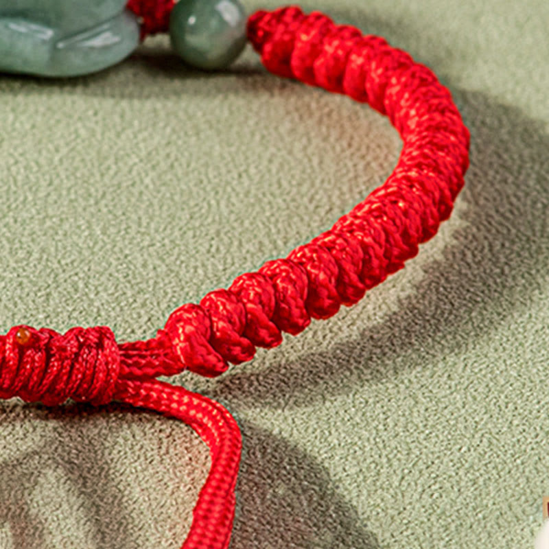 Braccialetto di corda intrecciata con Buddha Stones King Kong in giada naturale PiXiu fatto a mano