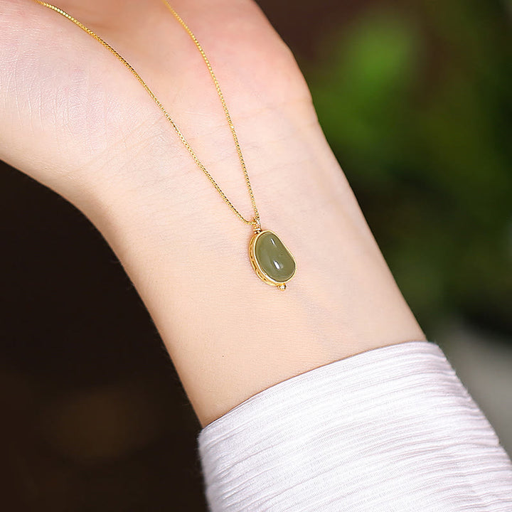 Collana con ciondolo a forma di farfalla Buddha che ride in giada ciano naturale Hetian Jade in argento sterling 925 - Fagiolo d'amore - image 21