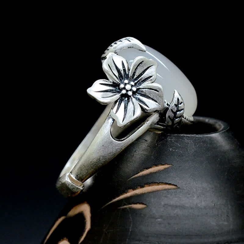 Anello in argento sterling 990 con calcedonio naturale e prugna, armonia positiva - image 15