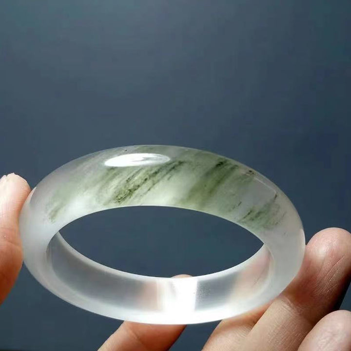 Braccialetto Buddha Stones Naturale Traslucido Seta Dorata Giada Ricchezza Fortuna - Bianco traslucido verde - 62 millimetri - image 10