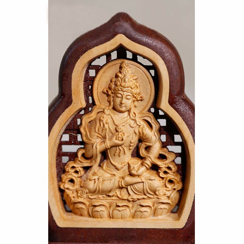 Statua di compassione incisa in legno del Buddha Vajrasattva, decorazione figurina