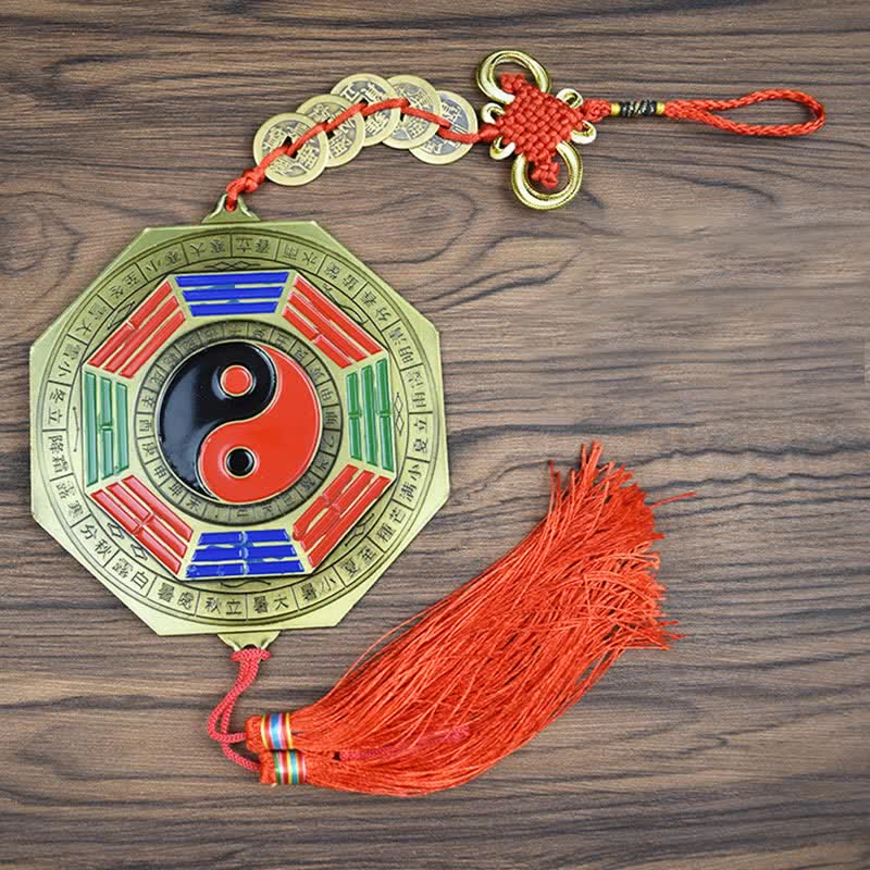 Mappa Feng Shui Bagua Cinque monete imperatore Mappa energetica armonia nodo cinese