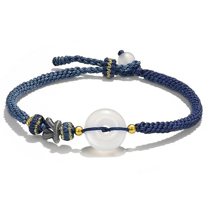 Braccialetto di corda intrecciata con fibbia in agata bianca fatta a mano con Buddha Stones , fortuna, felicità e protezione