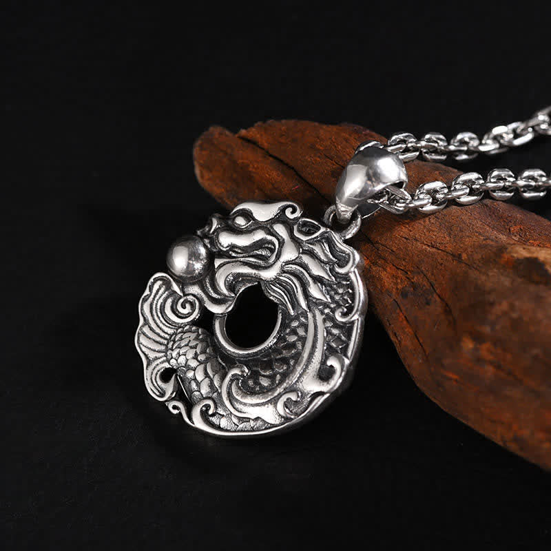 Buddha Stones Koi Fish Drago Pace Fibbia Ricchezza Collana Pendente - image 12