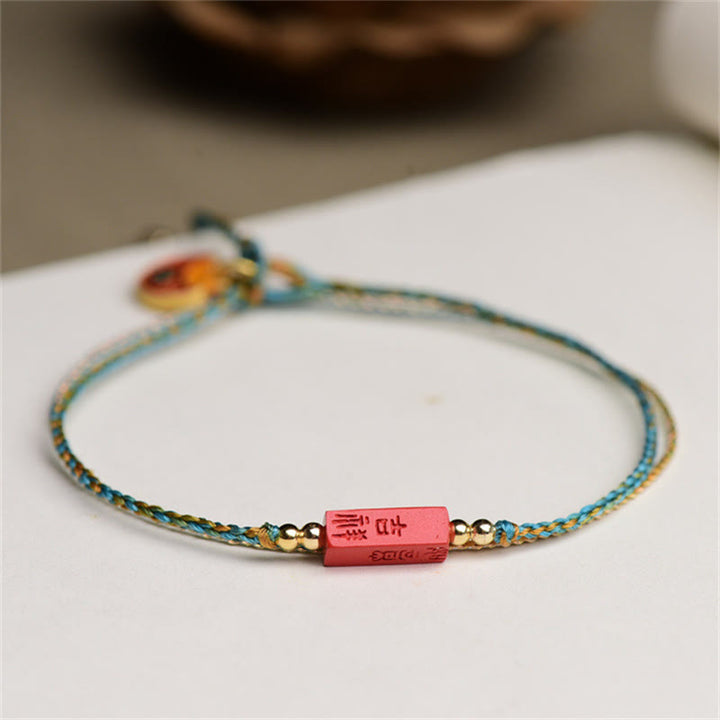 Braccialetto a doppio strato intrecciato con treccia di benedizione Buddha Stones Cinnabar fatto a mano come si desidera