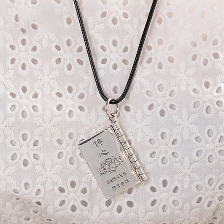 Buddha Stones 990 Argento Sterling Cuore Sutra Grande Compassione Shurangama Mantra Loto Vajra Collana Pendente Pace - image 6