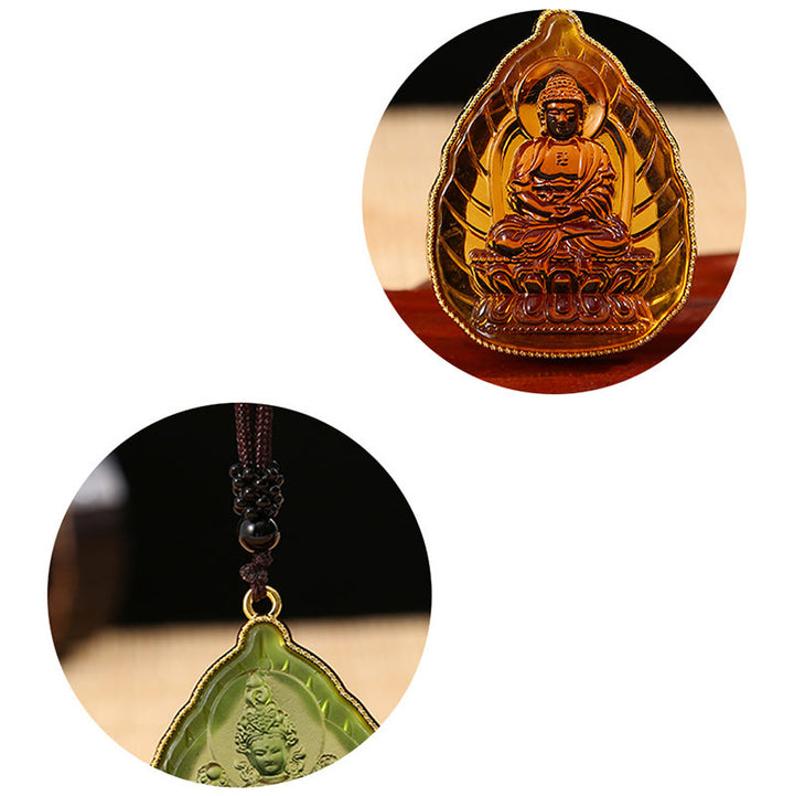 Collana con ciondolo di cristallo Liuli Buddha tibetano e serenità - image 6