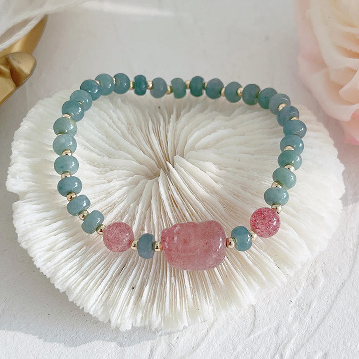 Buddha Stones, giada naturale di Hetian, perle, fibbia della pace, carattere Fu, zucca, borsa dei soldi, quarzo fragola, braccialetto della fortuna PiXiu